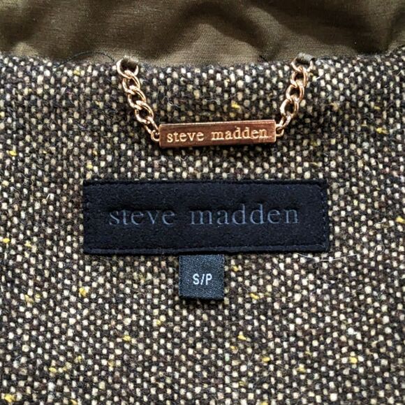 Steve Madden Women's Olive Green Double Breasted Peplum Trench Coat Size S - Picture 10 of 11